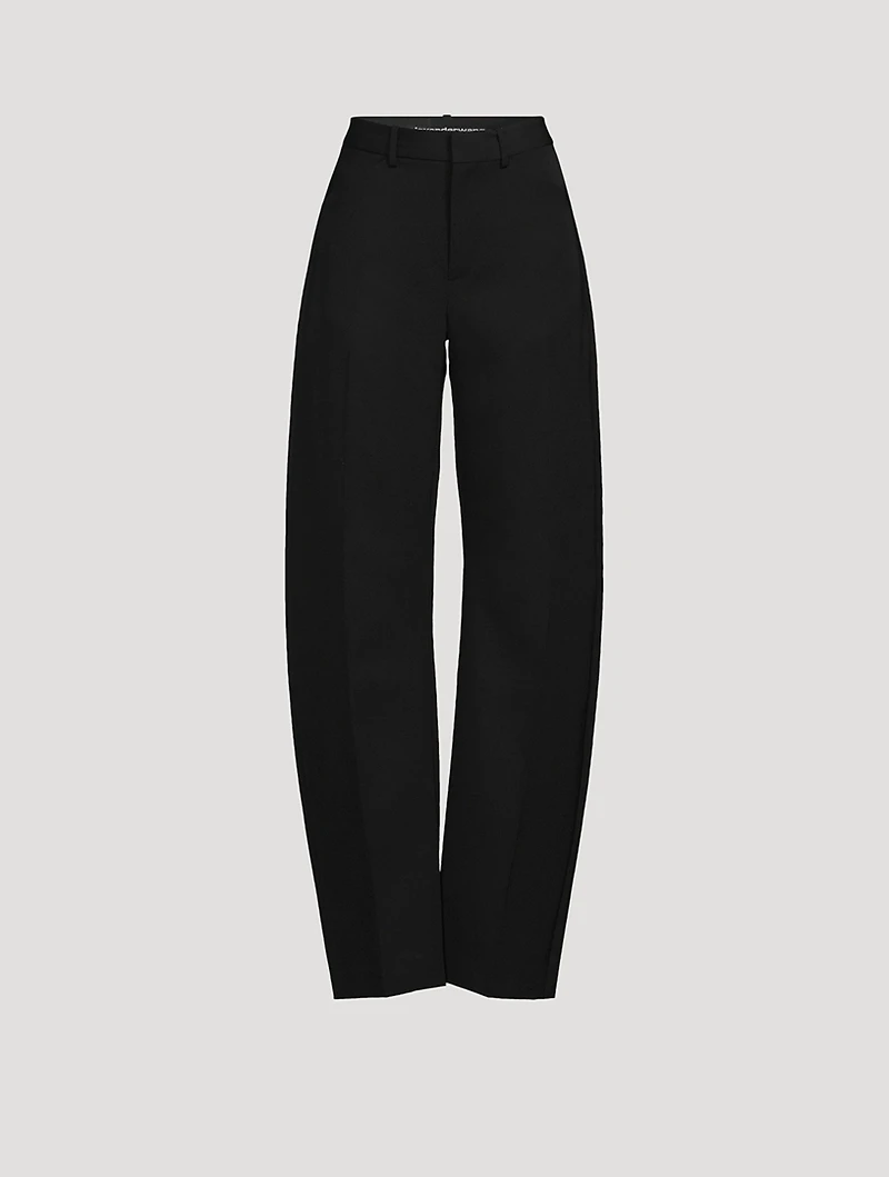 Barrel-Leg Wool Trousers