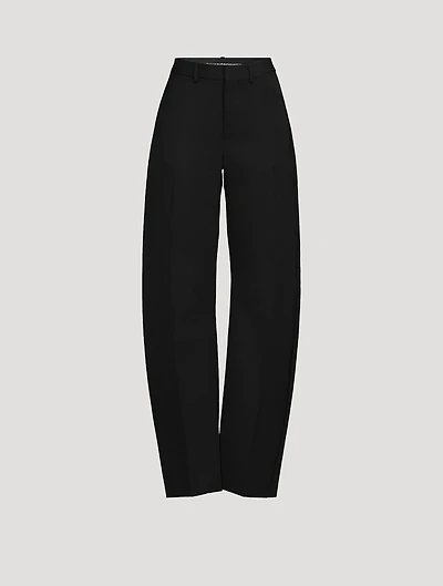 Barrel-Leg Wool Trousers