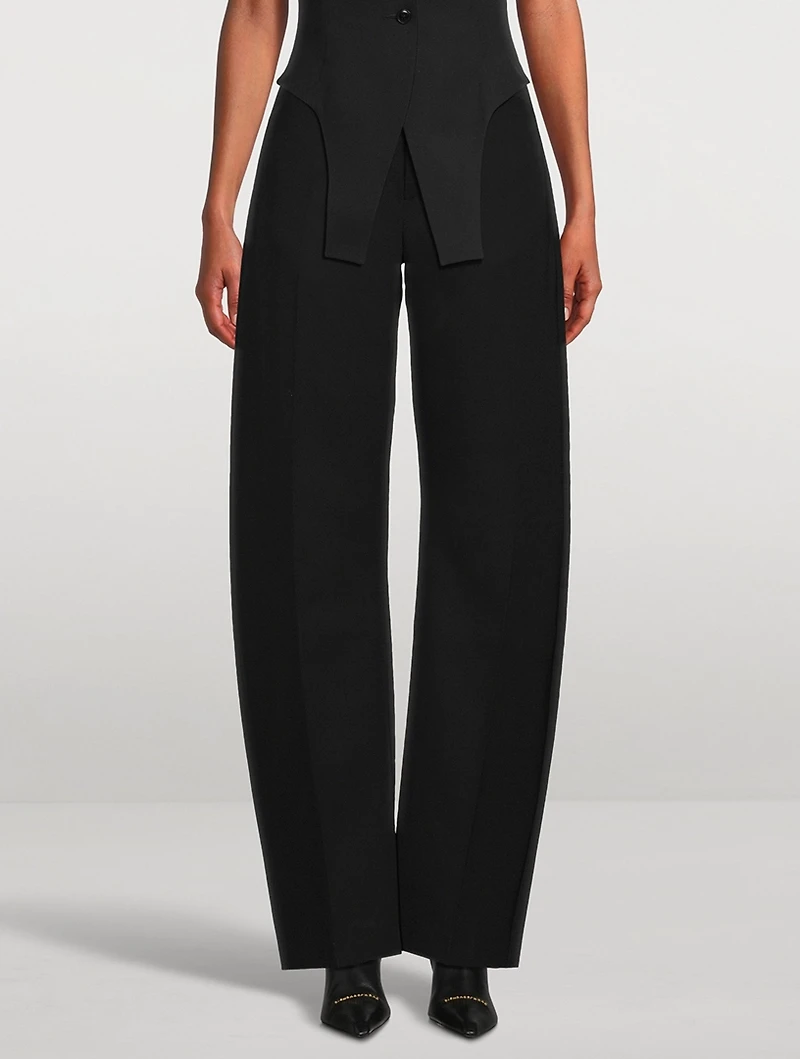 Barrel-Leg Wool Trousers