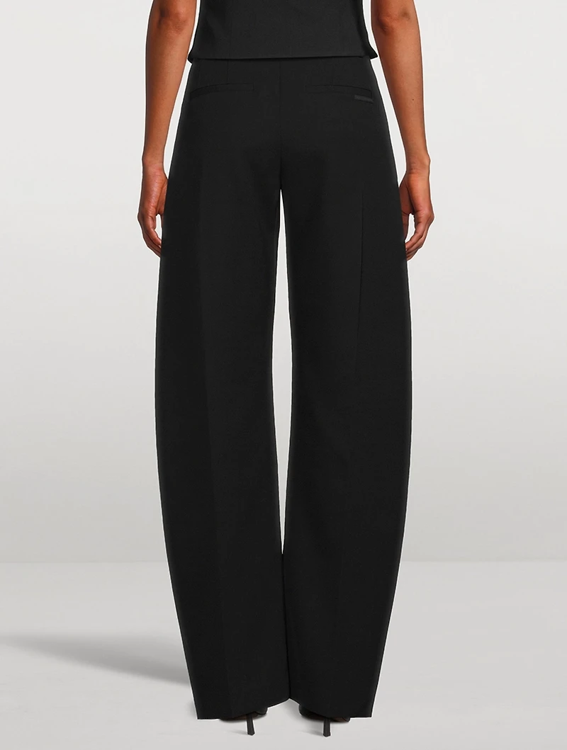 Barrel-Leg Wool Trousers