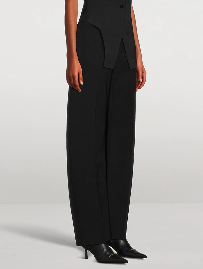 Barrel-Leg Wool Trousers