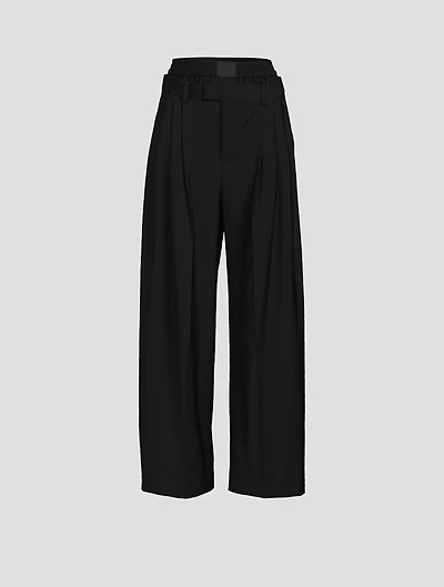 Layered Pleated Trousers With Exposed Boxer