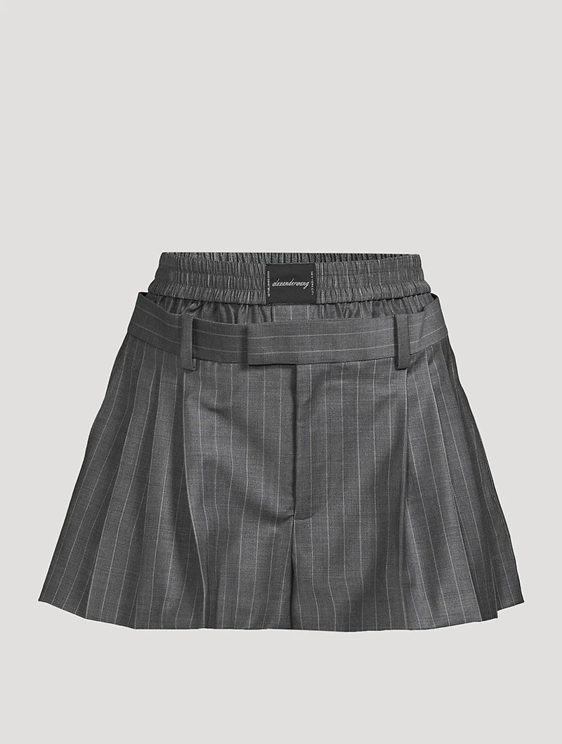 Layered Pleated Shorts With Exposed Boxer