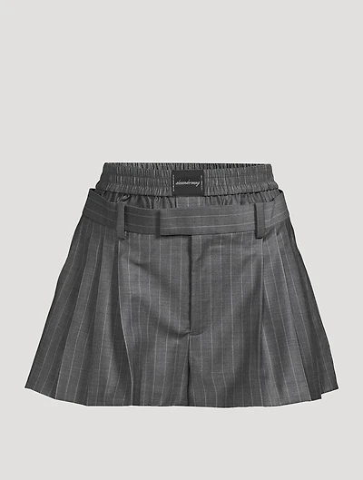 Layered Pleated Shorts With Exposed Boxer
