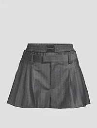 Layered Pleated Shorts With Exposed Boxer
