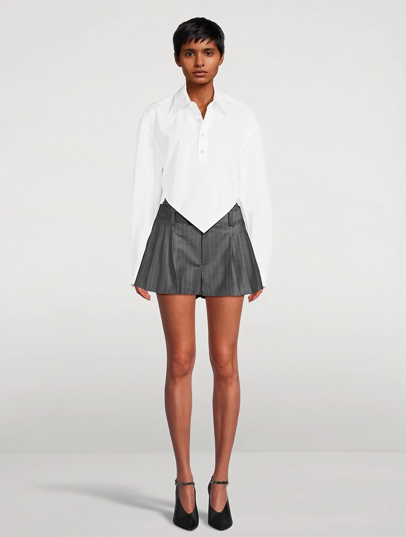 Layered Pleated Shorts With Exposed Boxer