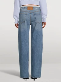 Layered Straight Jeans With Pointelle Underwear