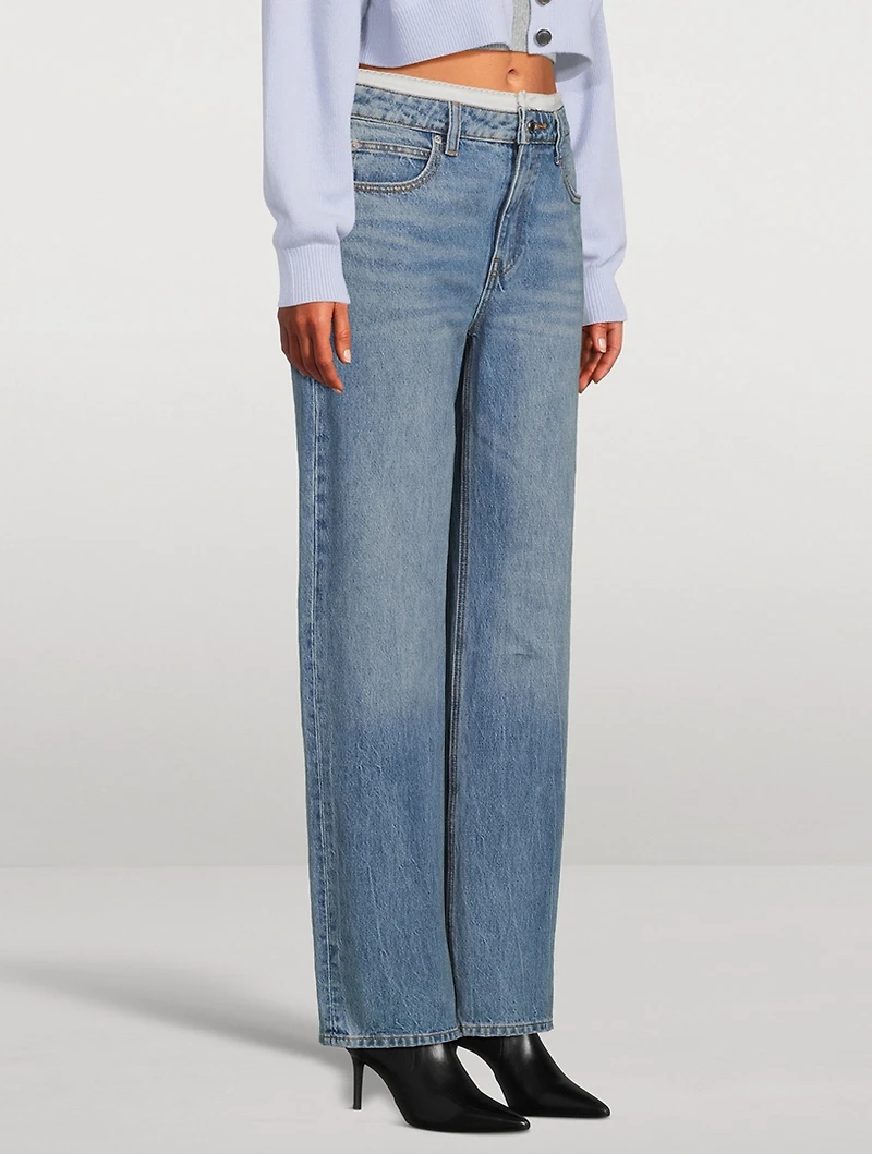 Layered Straight Jeans With Pointelle Underwear