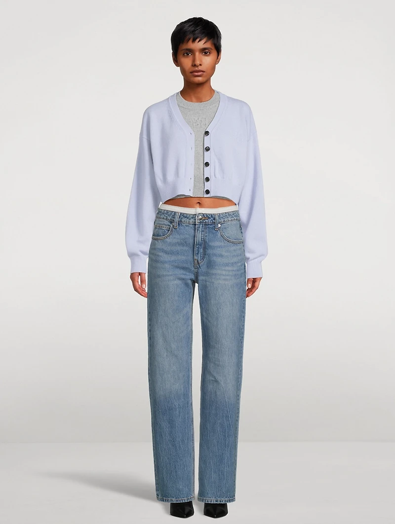 Layered Straight Jeans With Pointelle Underwear