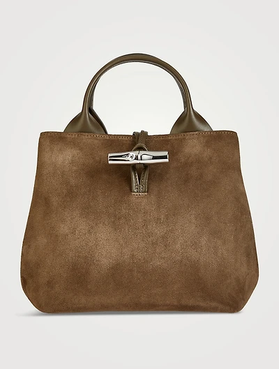 Small Le Roseau Suede Top Handle Bag