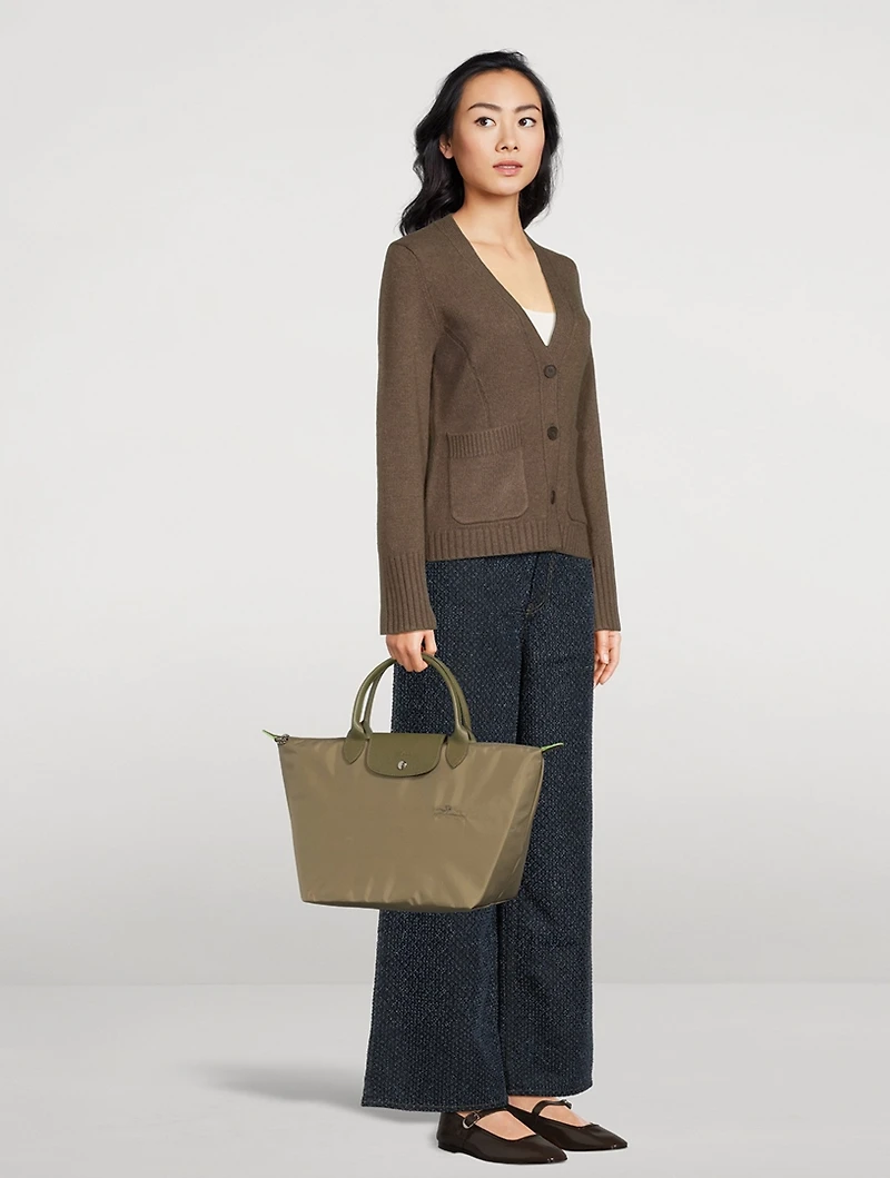 Medium Le Pliage Green Top Handle Bag