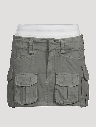 Layered Cargo Mini Skirt With Logo Elastic