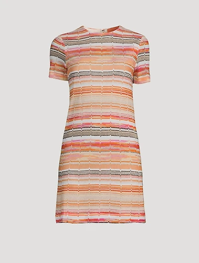 Raschel Mini Dress Zig Zag Print