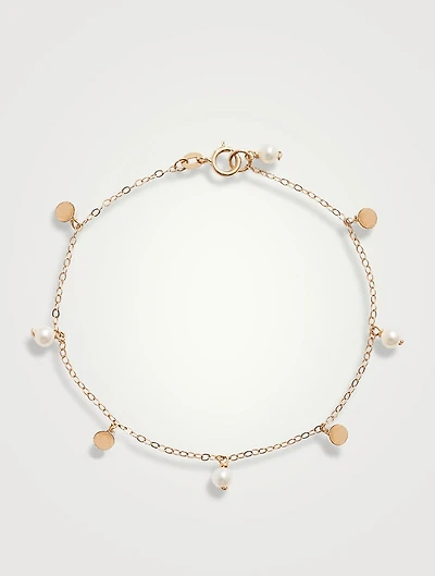 14K Gold Pearl Confetti Station Chain Bracelet