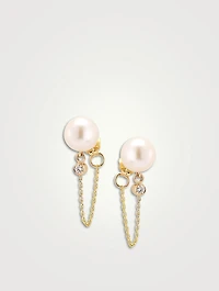 Boucles d’oreilles enveloppantes en or 14 ct avec perle et diamant