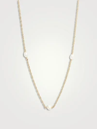 14K Gold Spaced Pearl Shimmer Chain Necklace