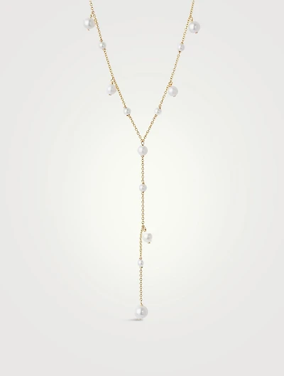 14K Gold Pearl Bubble Lariat Necklace