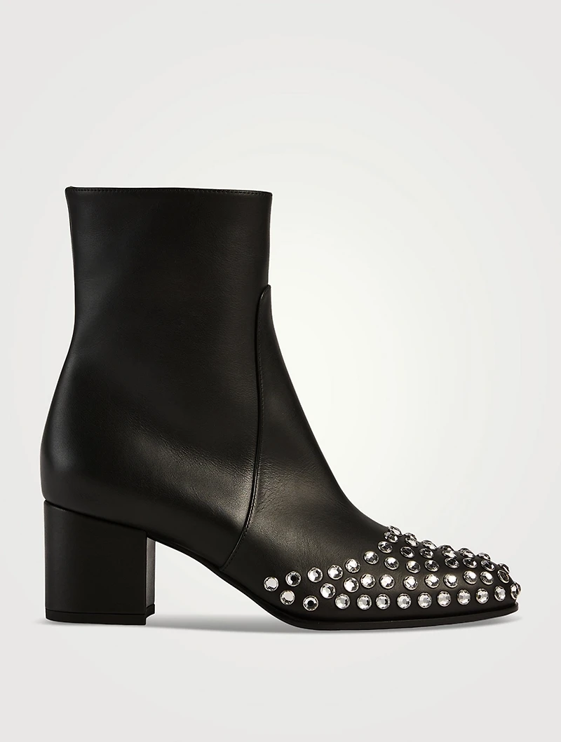 Embellished Leather Ankle Boots