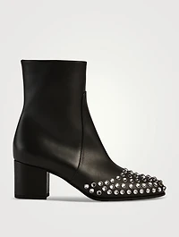 Embellished Leather Ankle Boots