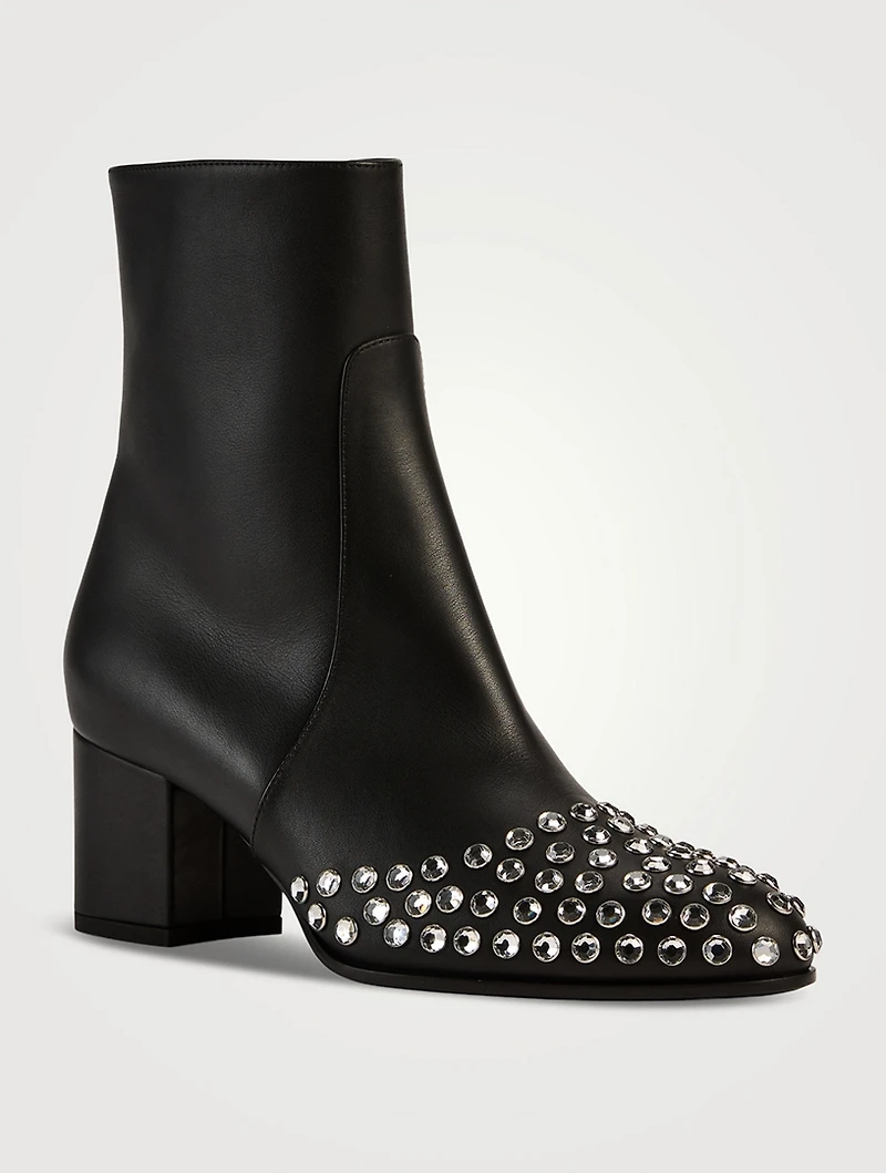 Embellished Leather Ankle Boots