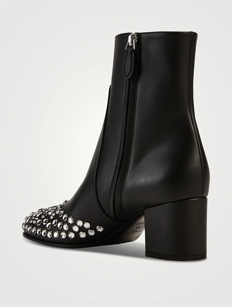Embellished Leather Ankle Boots