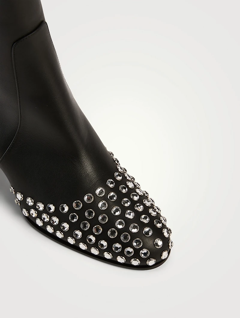 Embellished Leather Ankle Boots