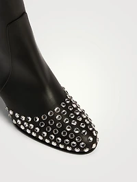 Embellished Leather Ankle Boots