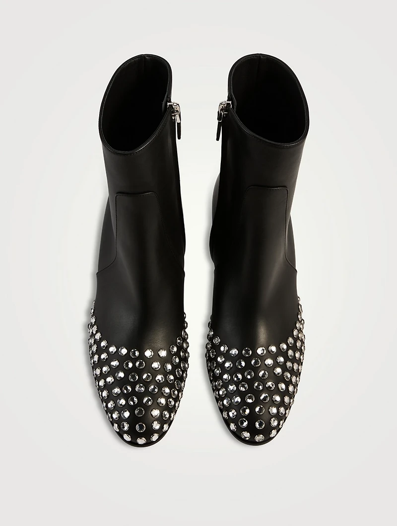 Embellished Leather Ankle Boots