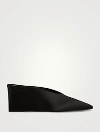 Cube Satin Wedge Mules