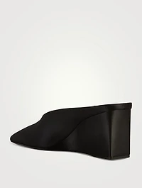Cube Satin Wedge Mules