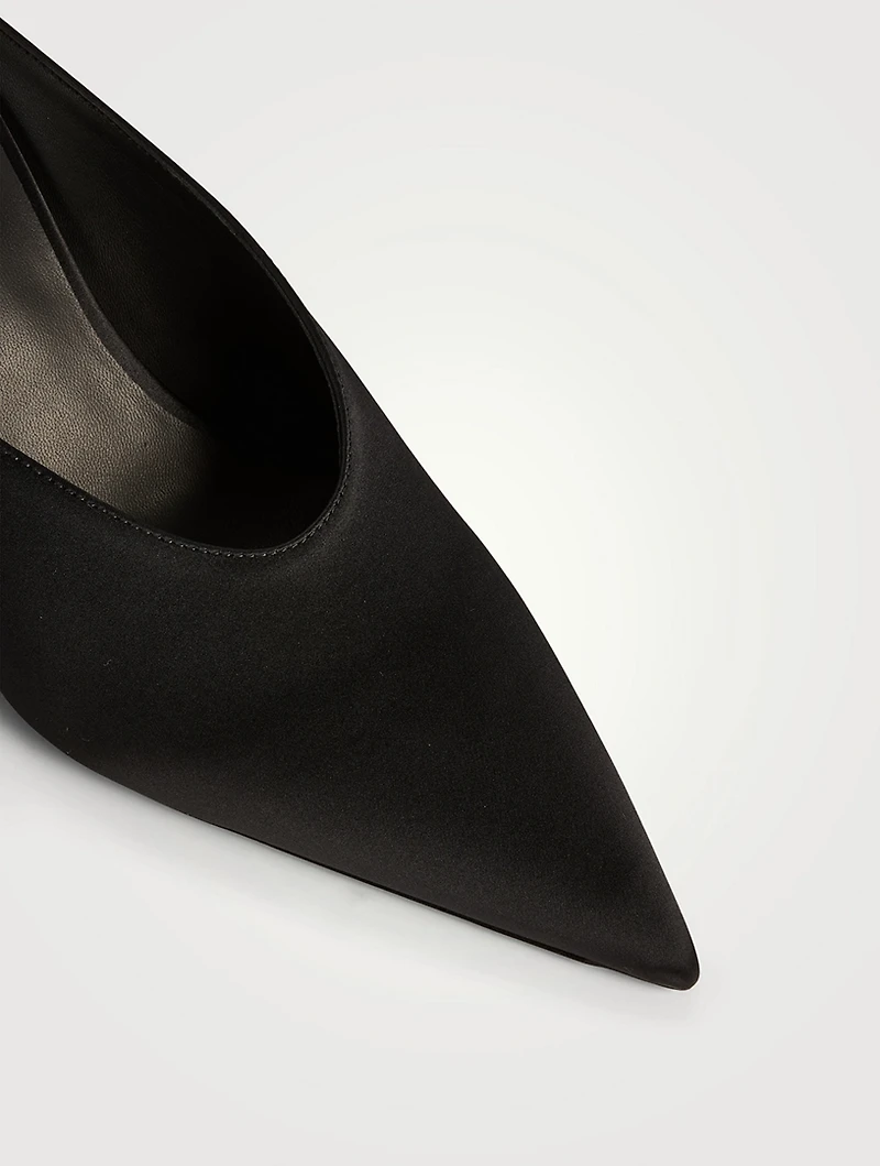 Cube Satin Wedge Mules