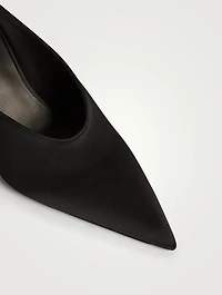 Cube Satin Wedge Mules