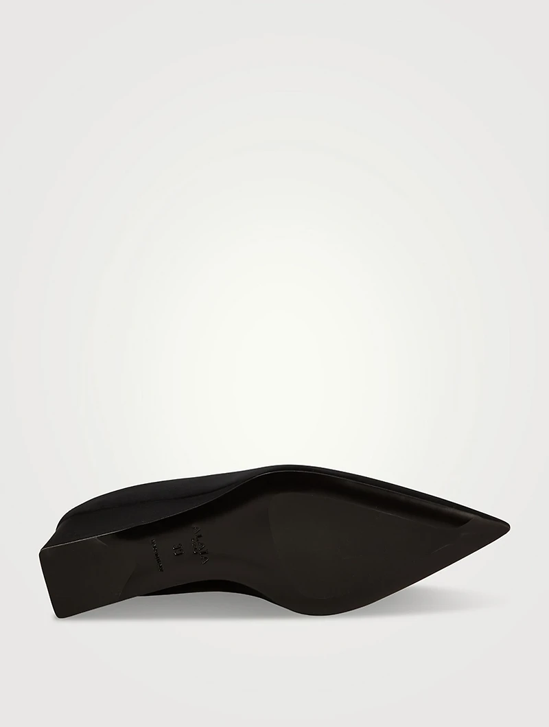 Cube Satin Wedge Mules