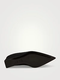 Cube Satin Wedge Mules