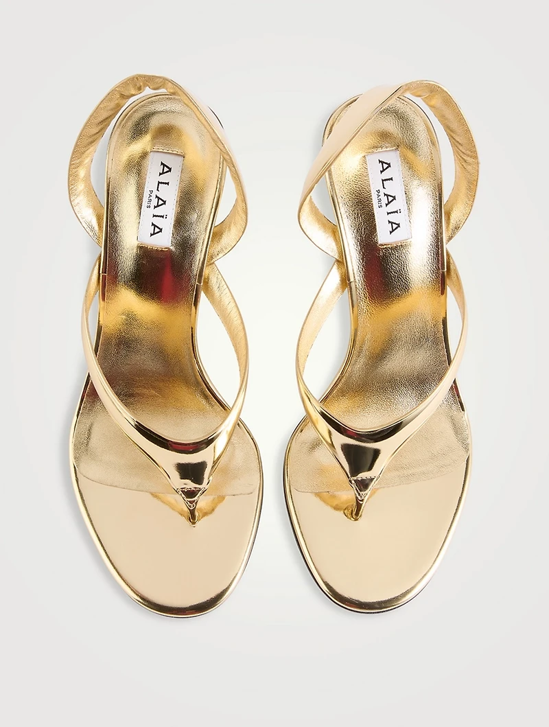 Infradito Metallic Leather Slingback Sandals