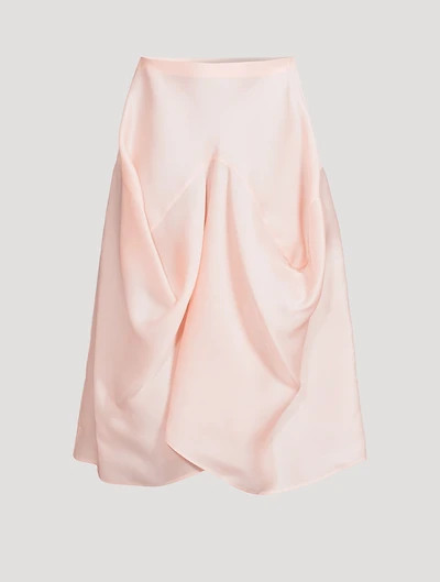 Sawyer Draped Silk Midi Skirt