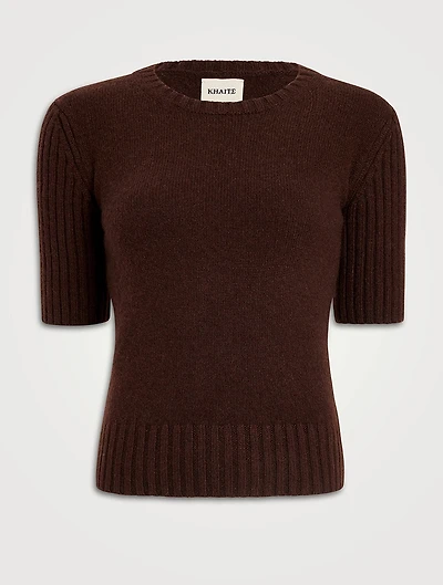 Mia Short-Sleeve Cashmere Sweater
