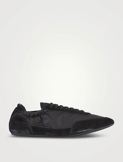 Collapse Re-Nylon And Suede Elasticized Sneakers