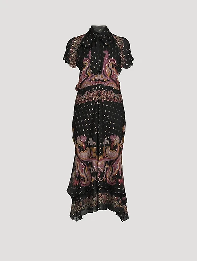 Fil Coupé Chiffon Midi Dress