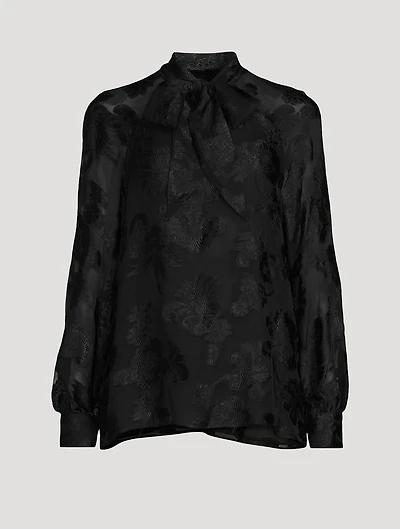 Fil Coupé Tie-Neck Blouse