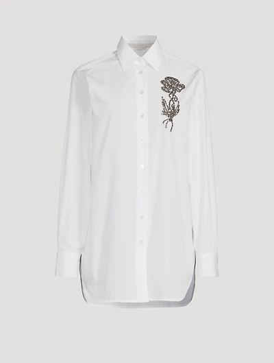 Floral Beaded Poplin Shirt
