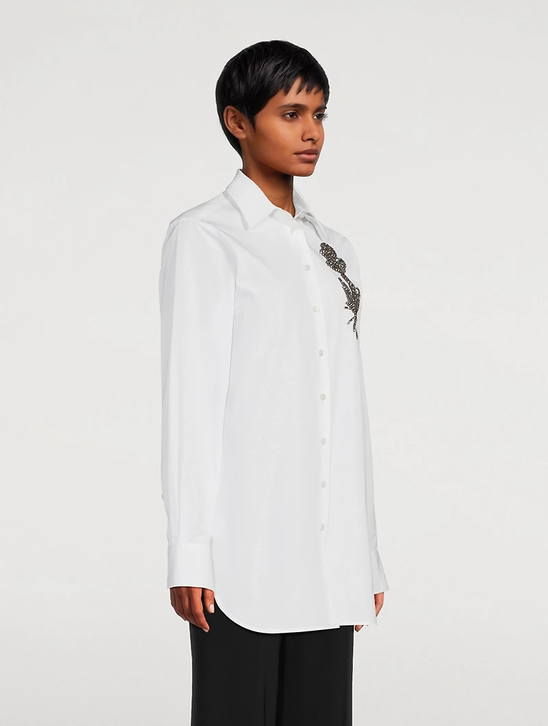 Floral Beaded Poplin Shirt