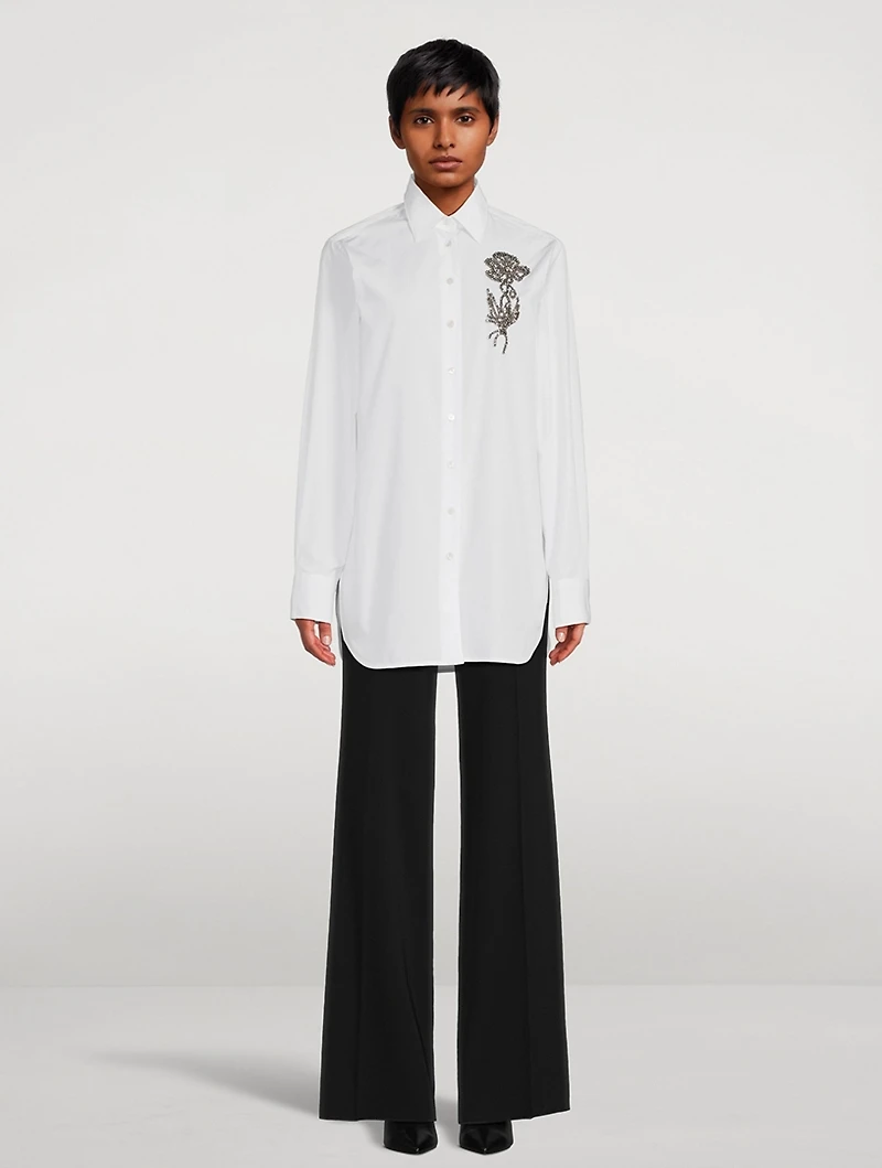 Floral Beaded Poplin Shirt