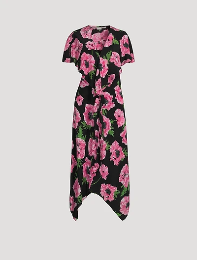 Silk Midi Dress Poppy Print