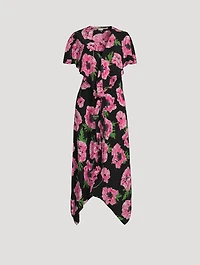 Silk Midi Dress Poppy Print