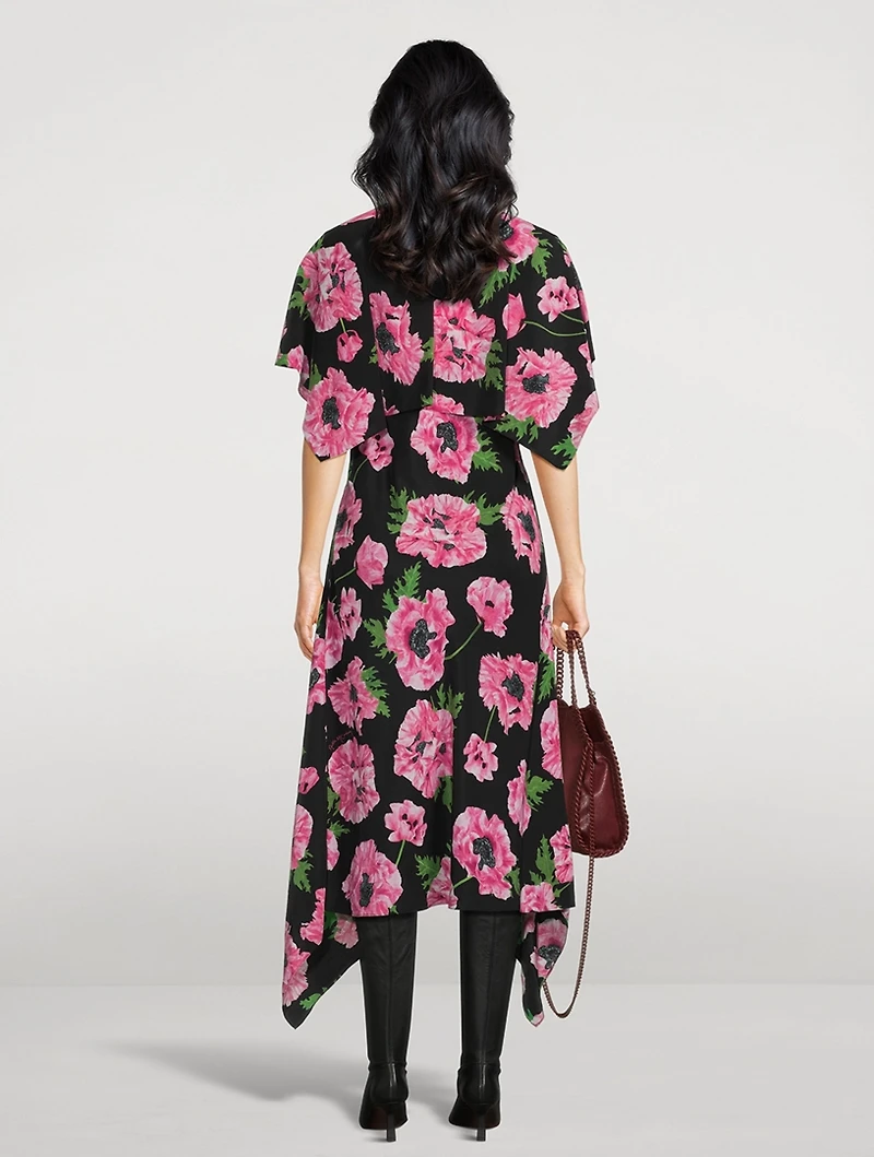 Silk Midi Dress Poppy Print
