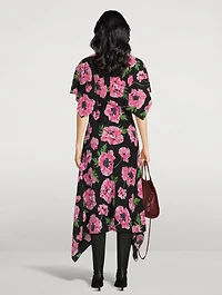 Silk Midi Dress Poppy Print