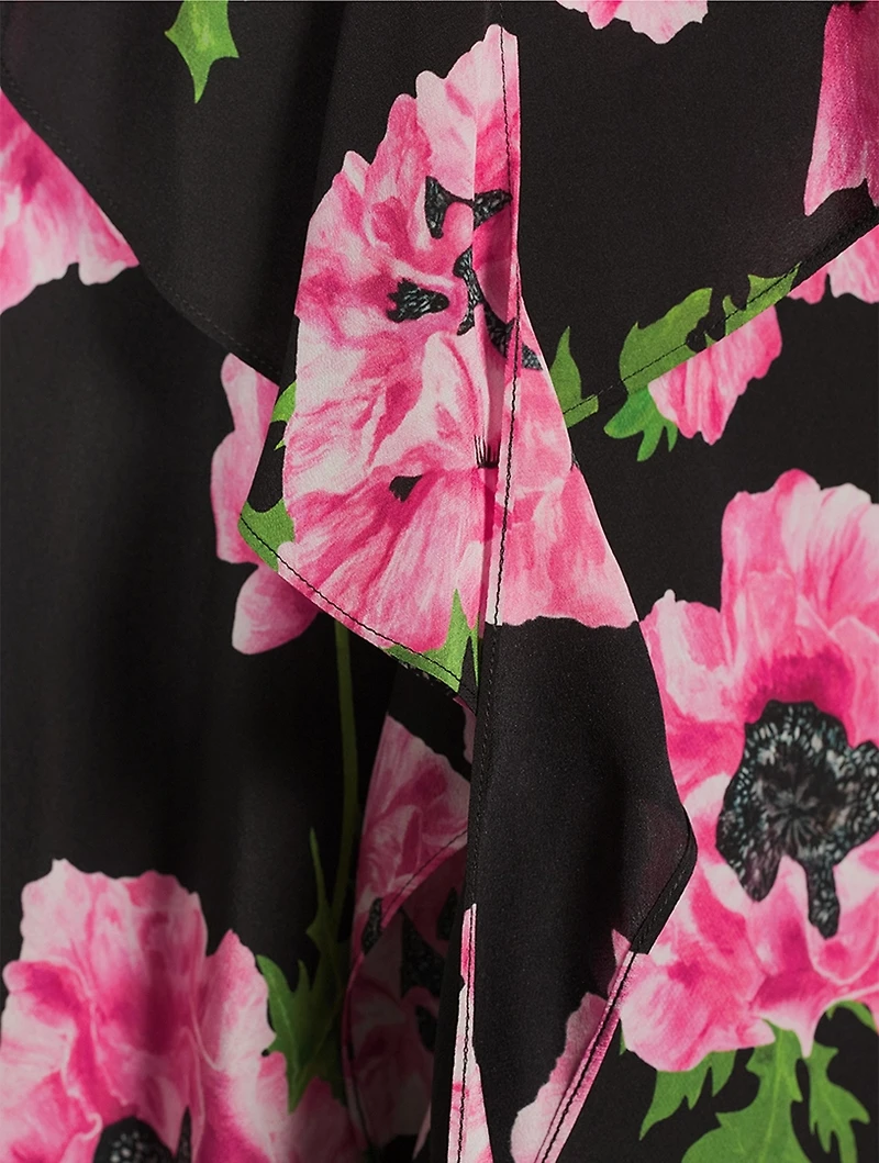 Silk Midi Dress Poppy Print