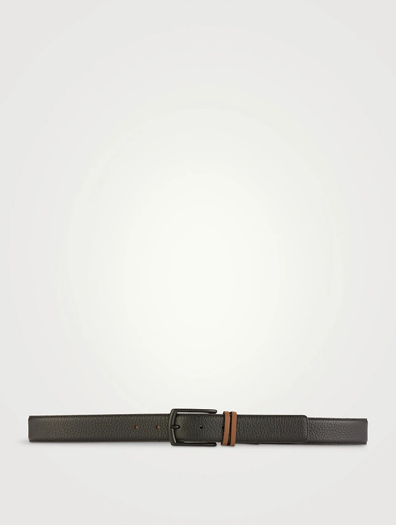 Triple Stitch Buckle Leather Belt