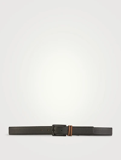 Triple Stitch Buckle Leather Belt